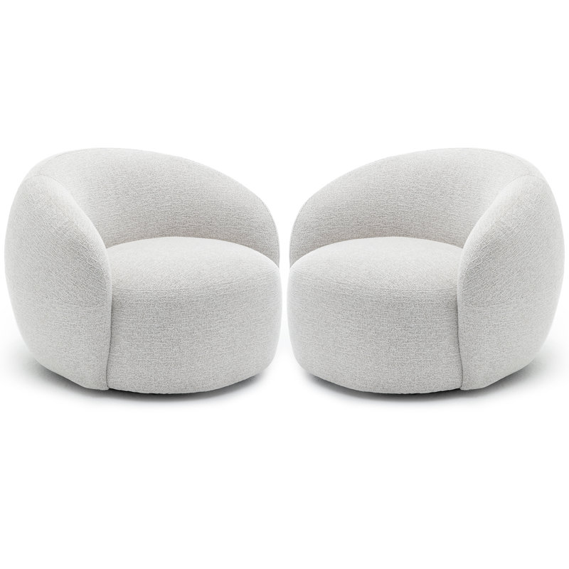 Light Gray Curved Swivel Barrel Chairs