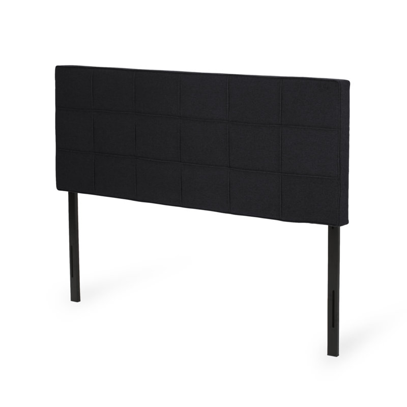 Charcoal Grey Linen Fabric California King Headboard - Tufted Waffle Stitch With Adjustable Height & Metal Legs, Gray