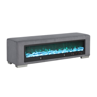Lystra Bench With Electric Log Display Fireplace