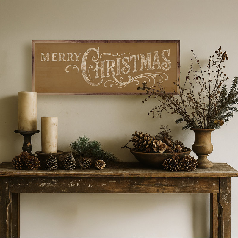 Joyeux Noël orné, Doré, H 10 po x l 16 po