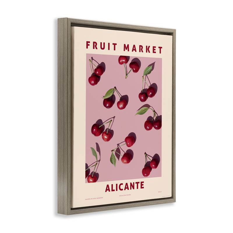 «Fruit Market Cherries», art mural encadré flottant par Reinders, Cadre flottant orme Montalcino, H 21 po x l 17 po