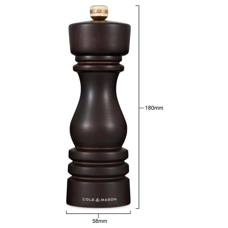 Beach Wood Pepper Mill, 18" H x 6" W x 6" D, Black