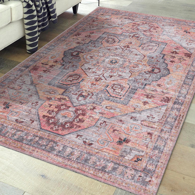 Tapis oriental abricot / rose / gris Engebretson, Rectangle 10 pi 6 po x 13 pi
