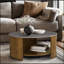 Table basse en bois avec tablette de plancher-1978401006
