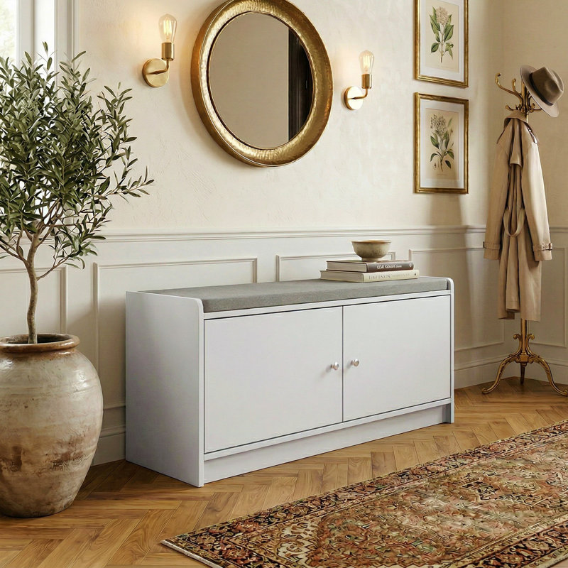 Banc de rangement pour chaussures 9 paires, Blanc
