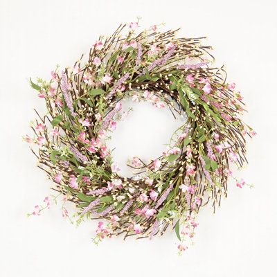 Couronne de porte artificielle 24 po de style champêtre