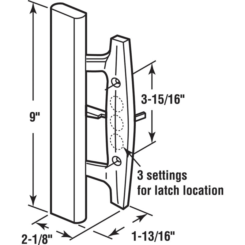 Poignée de mortaise pour porte de patio Prime-Line, moulée sous pression blanche avec poignée en bois (paquet de 1)