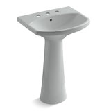 Cimarron® 26.81" Vitreous China U-Shape Pedestal Bathroom Sink with Overflow