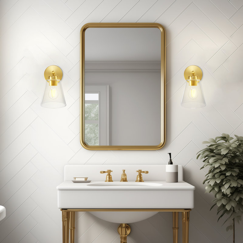  Ensemble de 2 appliques murales dorées pour salle de bain
