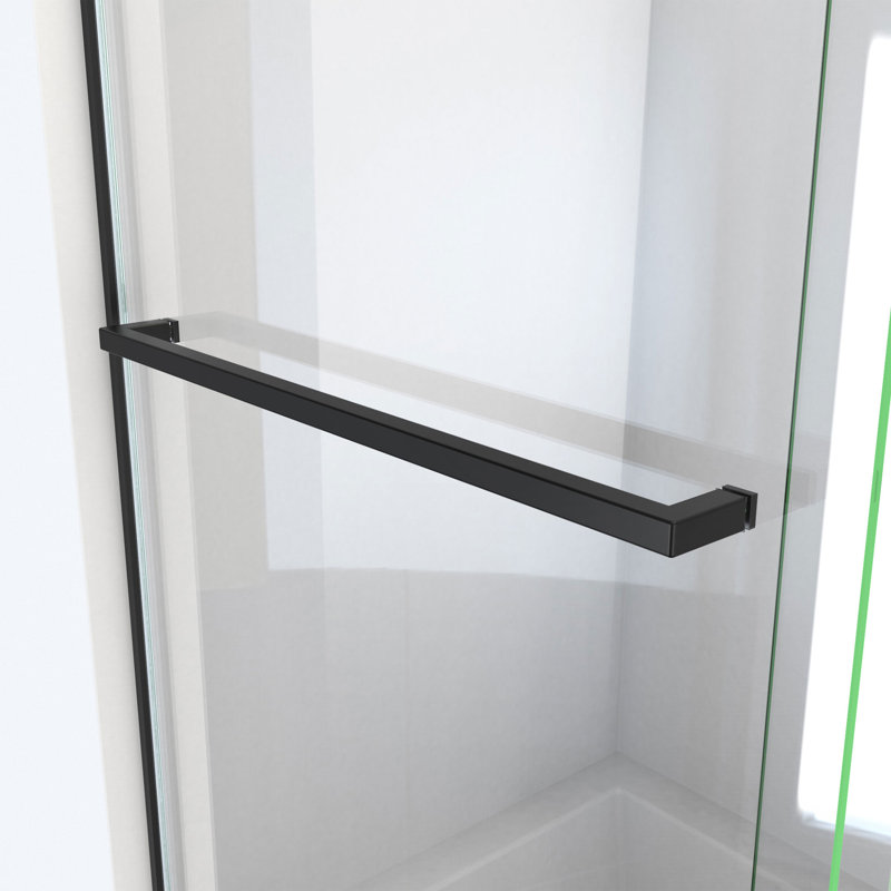 Essence 56" W x 60" H Reversible Frameless Tub Door with ClearMax™ Technology, Matte Black
