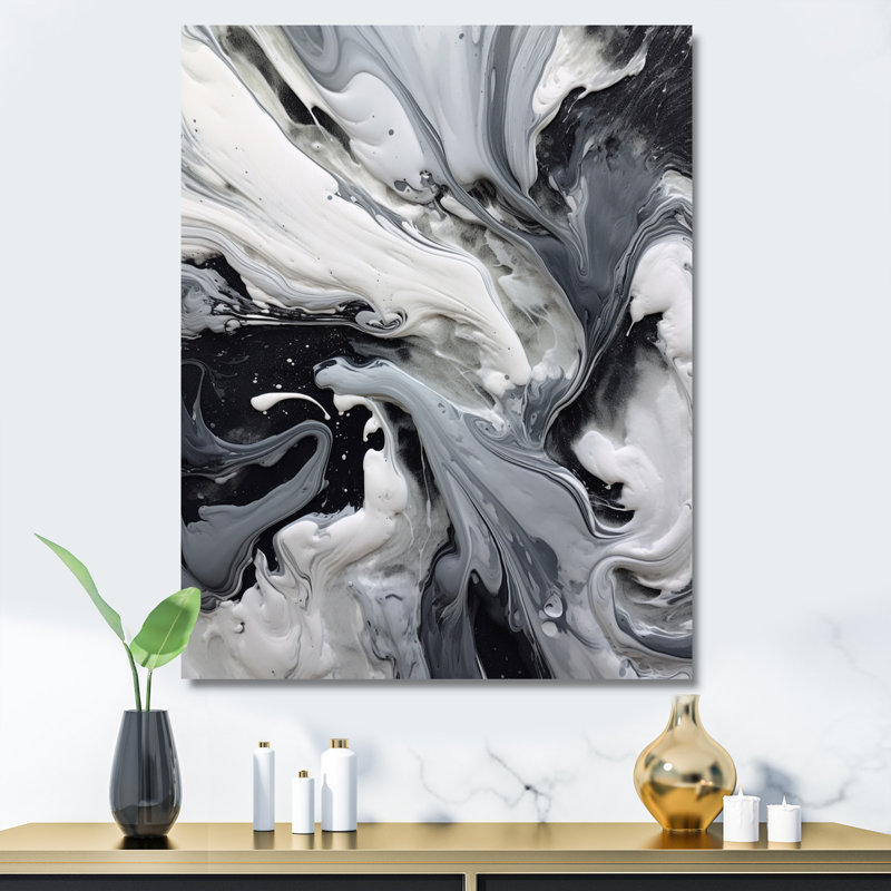 Black And Grey Harmony In Chaos, No Frame, 44" H x 34" W, Wrapped Canvas