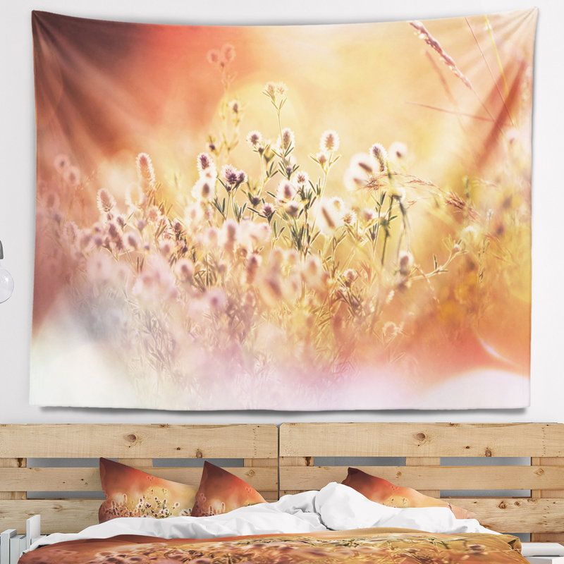 Tapisserie de fleurs sauvages florales sur fond léger, H 50 po x l 60 po