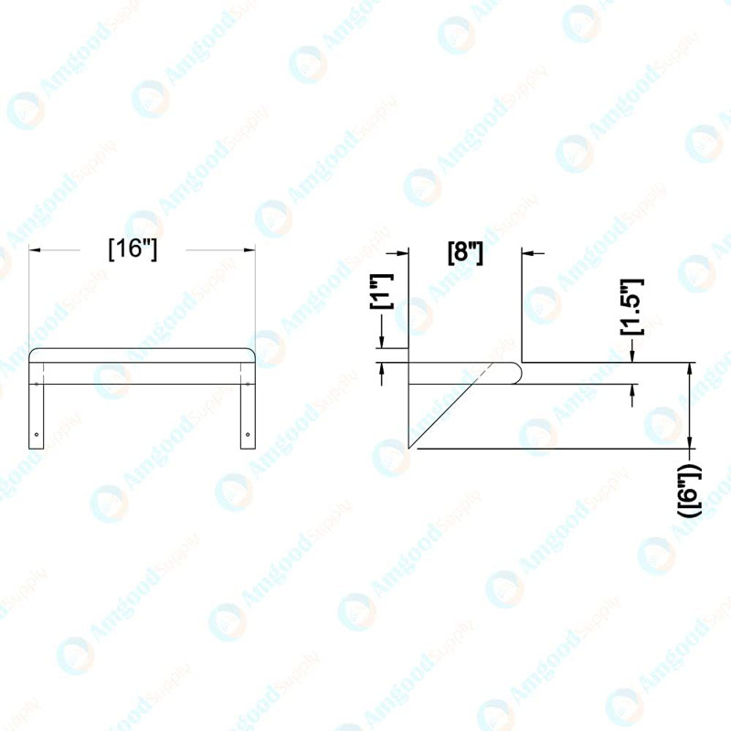 Metal Bracket Shelf, 7" H x 16" W x 8" D