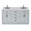 Meuble-lavabo double en bois massif de 66 po avec plateau en marbre de Carrare de 1,5 po Thornaby-1008703726-1047605994
