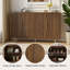 Buffet buffet moderne en bois cannelé avec tablettes de rangement réglables