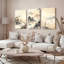 Ensemble de 3 tableaux sur toile représentant un paysage chinois avec pagodes, bambous et fleurs de cerisier.-87379401