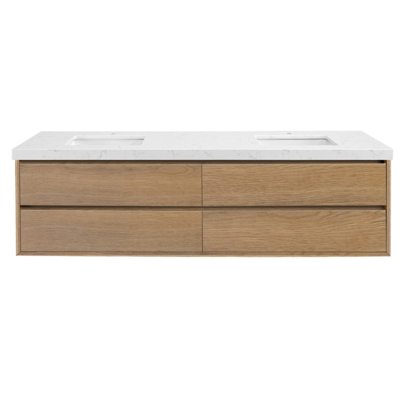Meuble-lavabo mural double avec comptoir et lavabos, 84"