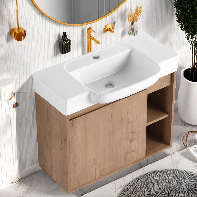 Meuble-lavabo moderne (doit inclure le meuble-lavabo et le lavabo) avec rangement