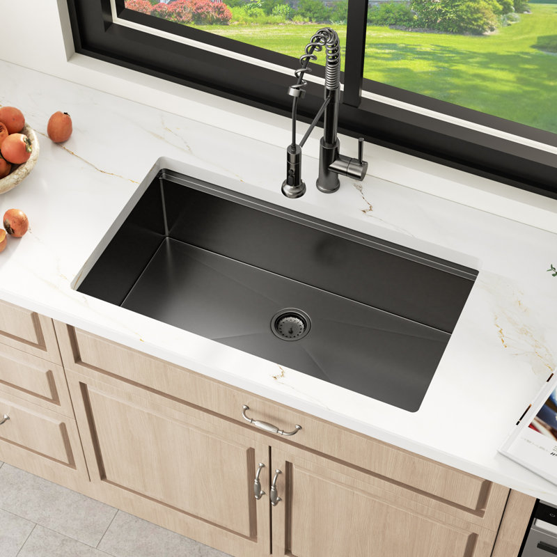 33" L x 19" W Undermount Kitchen Sink Workstation Single Bowl 16 Gauge Stainless Steel Kitchen Sink with Workflow Ledge