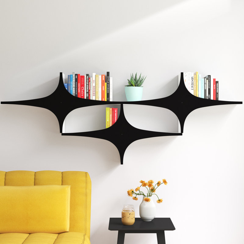 Cronius 5 Piece Accent Shelf with Adjustable Shelves, Black