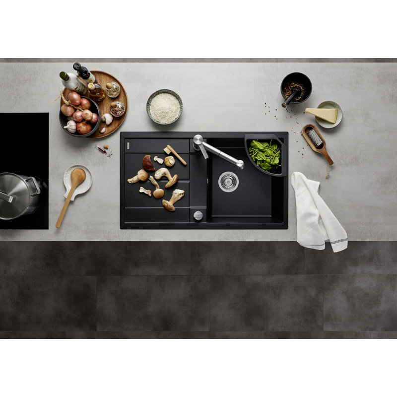 Metra Single Bowl Inset Kitchen Sink, Black