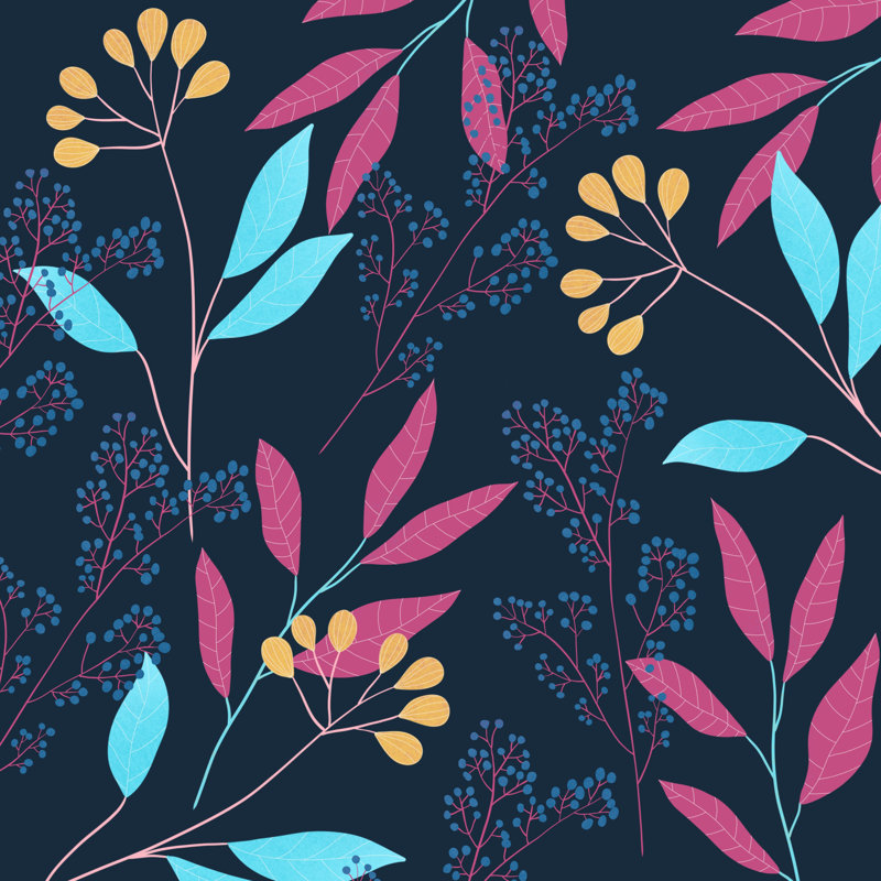 Poland Colorful Leaves And Flowers by Katarina Jovanovic - Wrapped Canvas Print, 30cm H x 30cm W x 3.8cm D