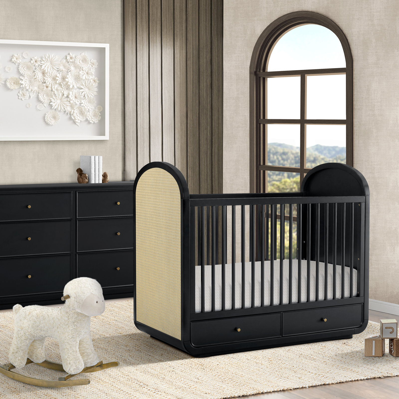 Aspen 4-In-1 Convertible Crib With Underdrawer, Black