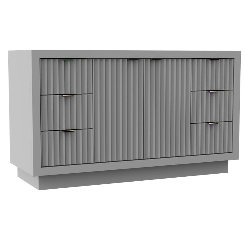 Lecrieú Single Extra Wide Bath Vanity, Platinum Gray, Champagne Bronze, 60"