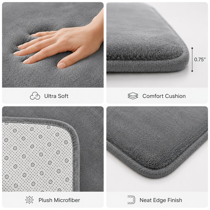 Ensemble de 3 tapis de bain doux et absorbant avec envers antidérapant