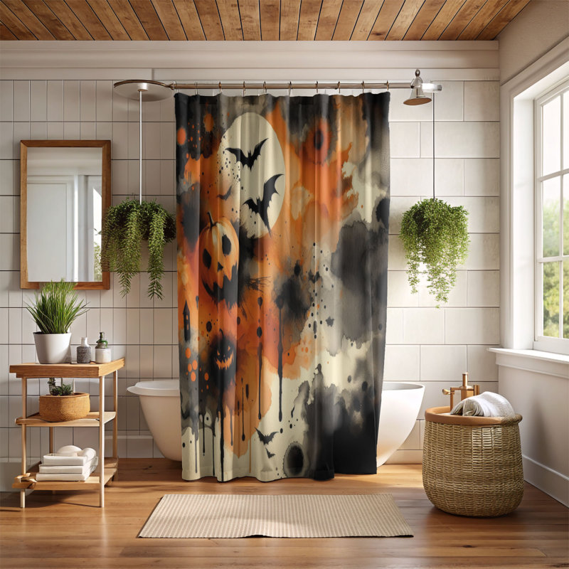 Keta Spooky Scribbles - 1 Piece Standard Shower Curtain, 74" H x 71" W