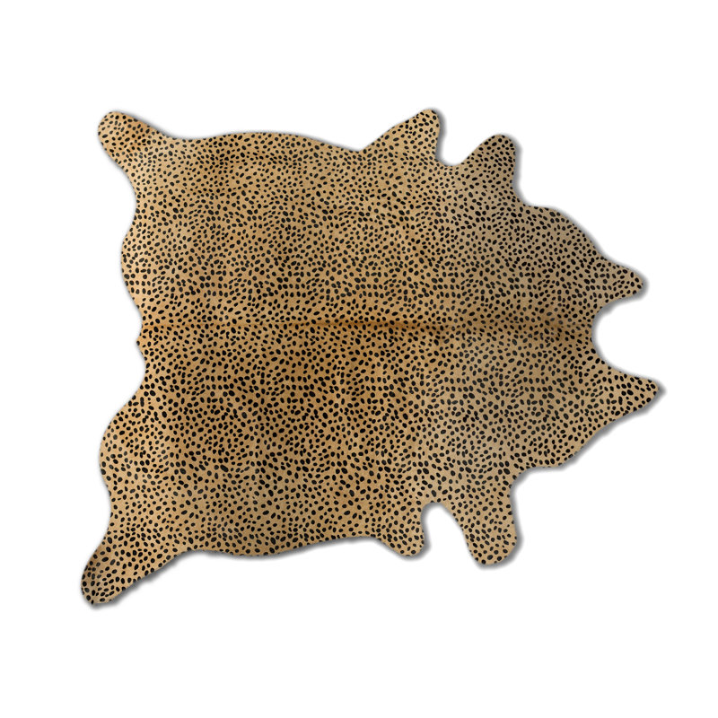 Tapis en peau de mouton fabriqué à la main à imprimé animalier de style khanna, 6 pi x 7 pi
