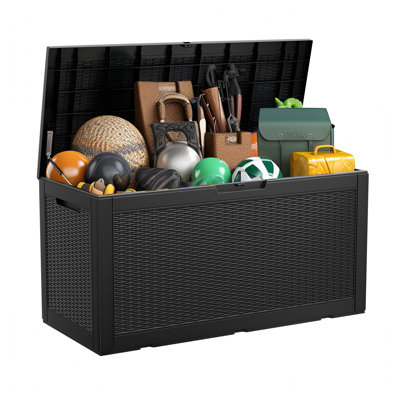 Olilawn 100 Gallons Resin Outdoor Storage Deck Box, the rattan version is beautiful and practical