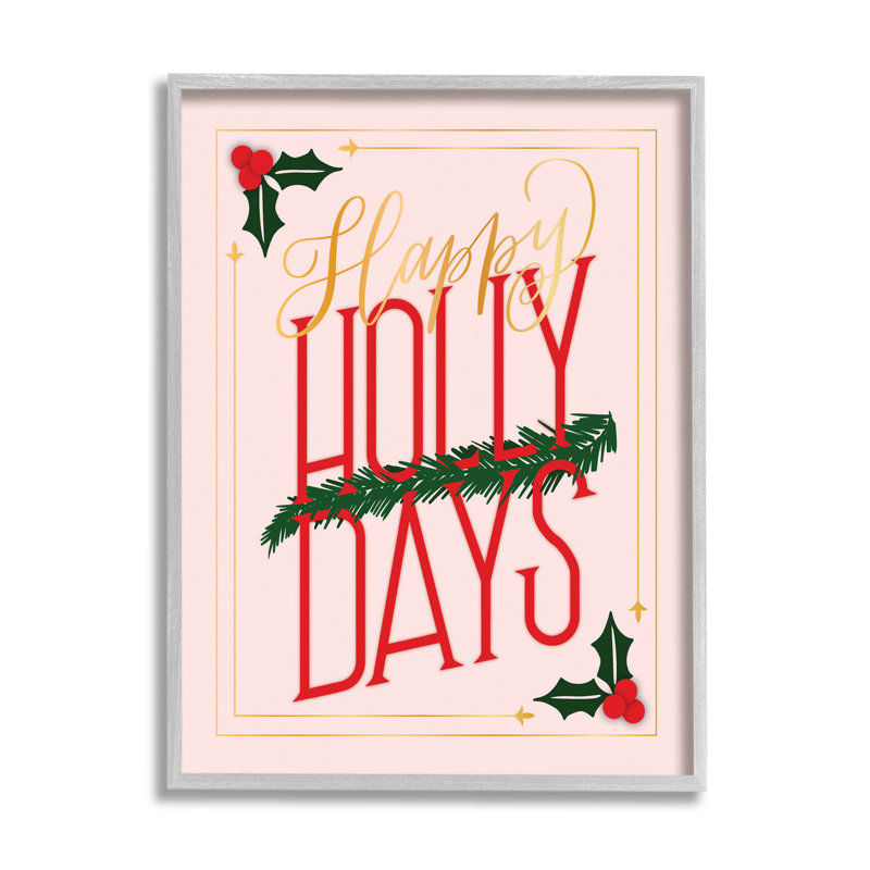 Happy Holly Days Botanical at-131, H 20 po x l 16 po x P 1,5 po, Estampe numérique Farmhouse