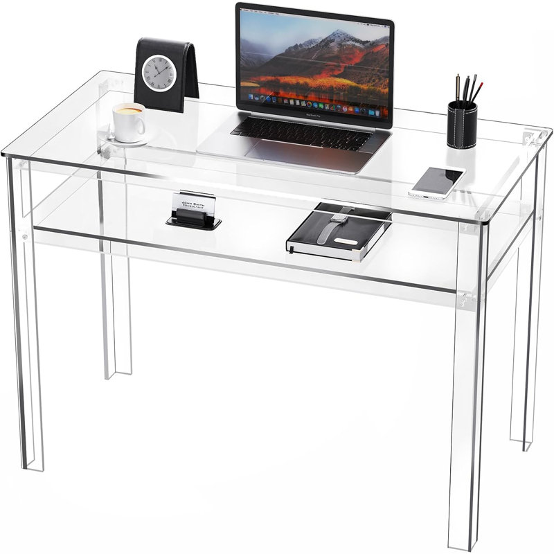 Acrylic Console Table, Entryway Table With Storage Shelves, Clear