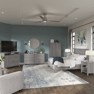 Ensemble de chambre à coucher 6 pièces avec tête de lit double / grand et rangement Katia