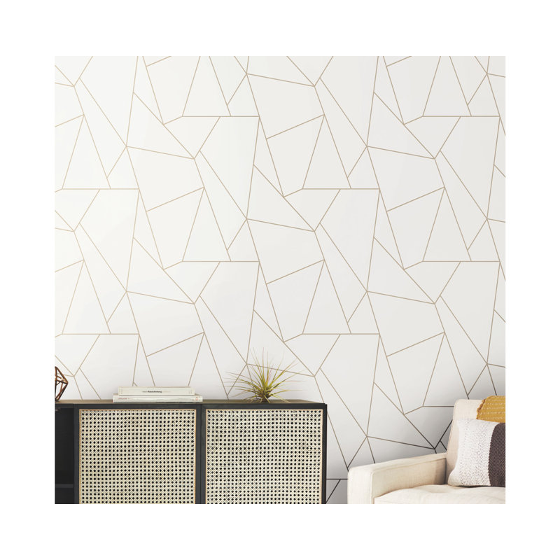 Rouleau de papier peint L 33 pi x l 20,8 po, Blanc / Doré
