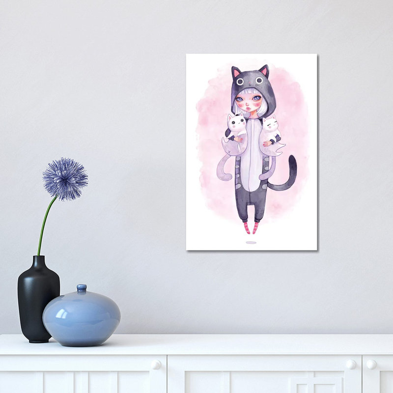 Kigurumi Cuddles by Melanie Schultz - Wrapped Canvas Painting, 30.48 cm H x 45.72 cm W