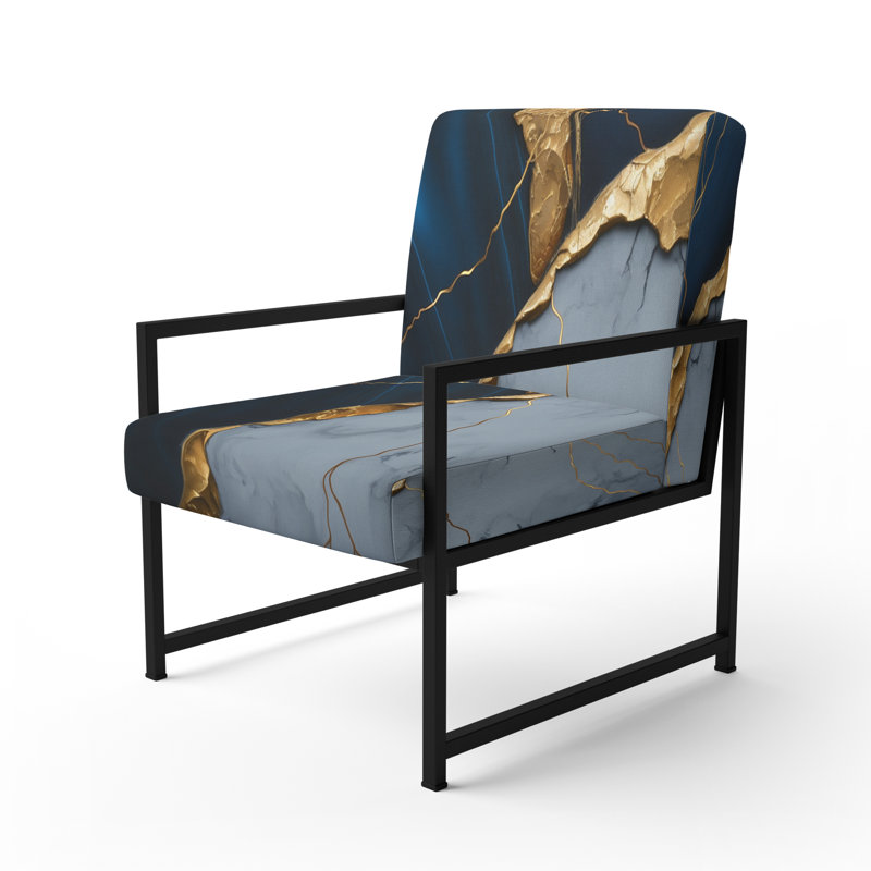 Crymble - Fauteuil d'appoint rembourré en marbre abstrait, Noir, noir, noir, noir