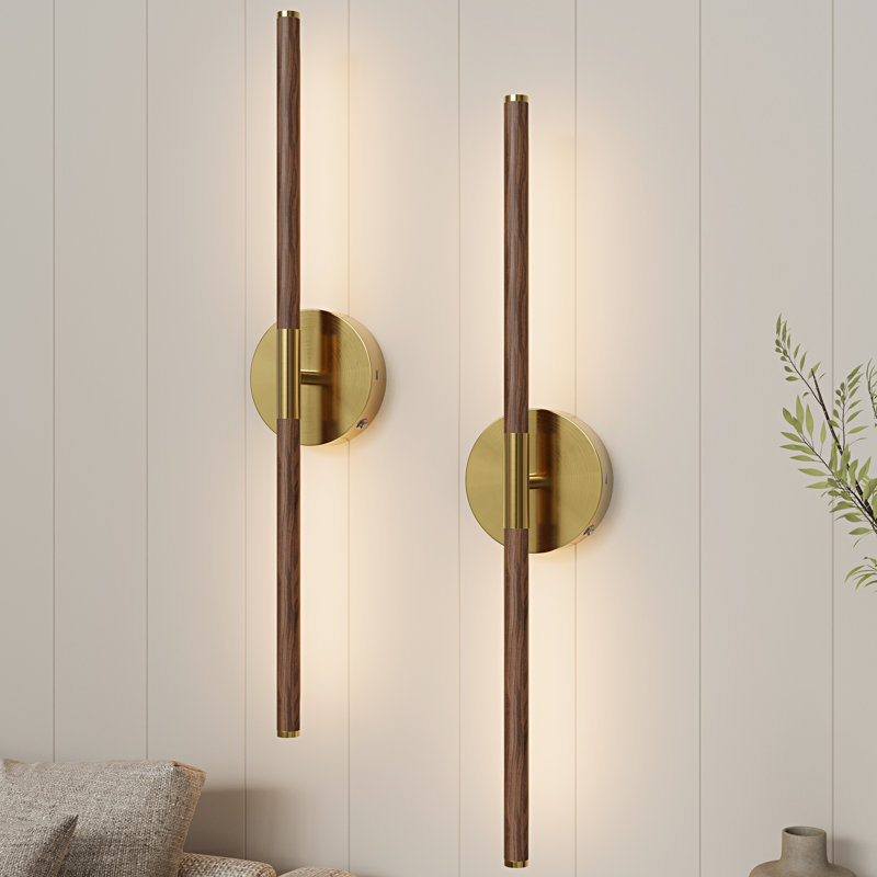Battery Operated Flush Mounted Wall Sconces With Remote Control, 32" H x 3.4" W x 3.4" D 