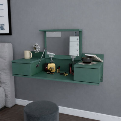 Bureau de coiffeuse flottant avec miroir Lenhardt