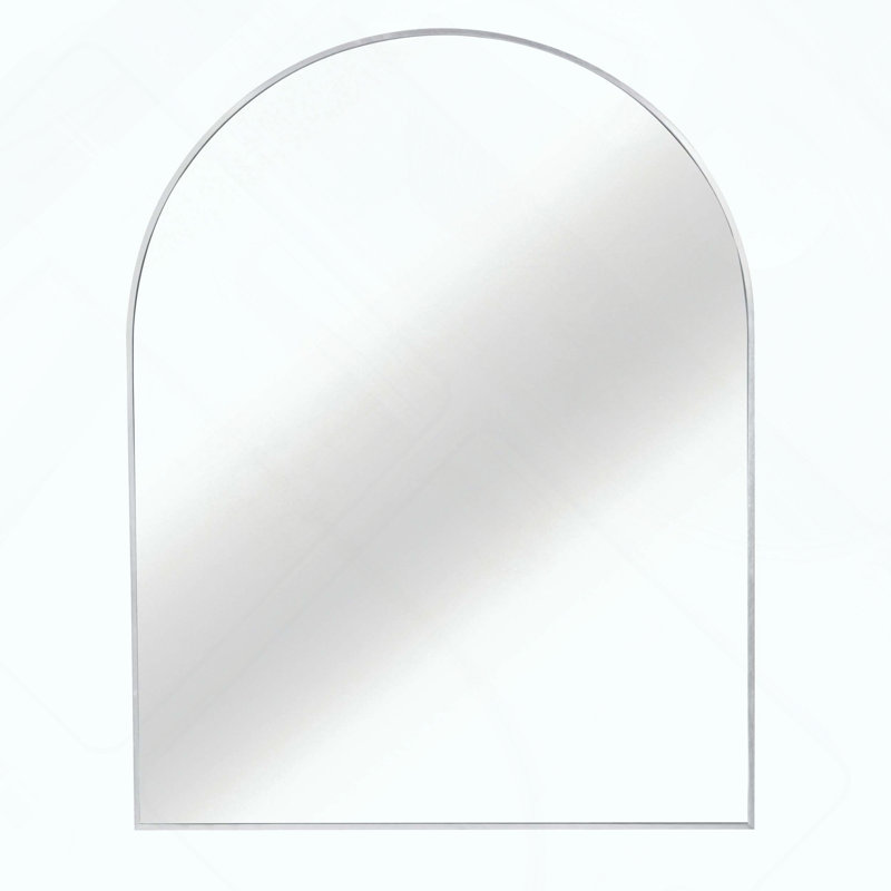 Miroir de salle de bain arqué, Argent, 36 po x 30 po