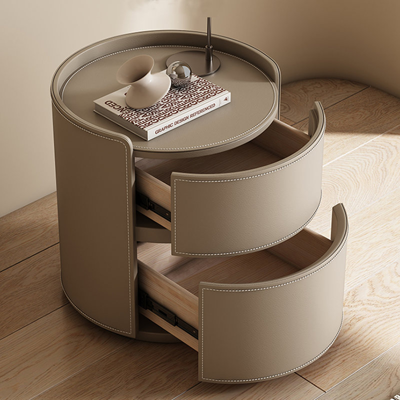 Bois massif moderne; similicuir
 Table de bout