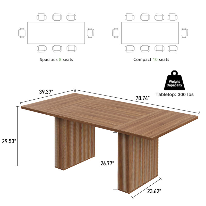 78.7'' Dining Table For 4 6 8 10, Rectangular Kitchen Table With Storage, Farmhouse Dining Room Table For Kitchen, Dining Room, Living Room