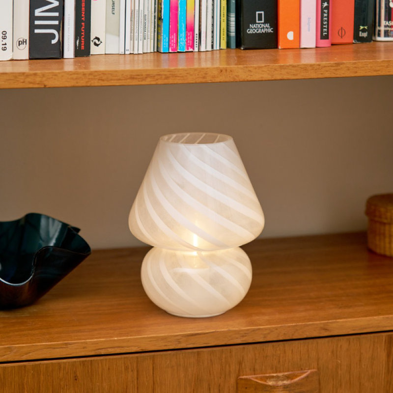 Mini lampe portative à champignon en verre