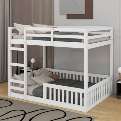 Full Over Full Wood Bunk Bed With Ladder And Guardrails
