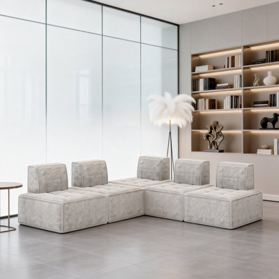 Fauteuil modulaire en sherpa avec assise profonde