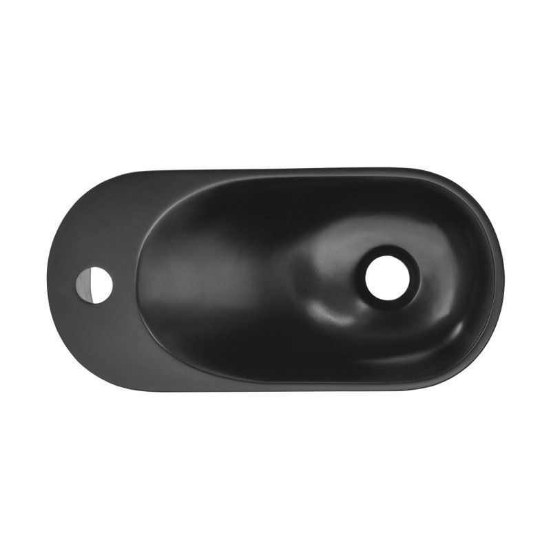 Terre 18" Solid Surface Oval Wall-Mounted Sink With Left Side Faucet Mount, Matte Black
