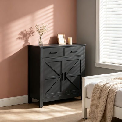 Kitchen Storage Cabinet – Modern Farmhouse Buffet Sideboard with 2 Drawers & 2 Doors, Coffee Bar Cabinet for Living Room, Dining Room, Bathroom