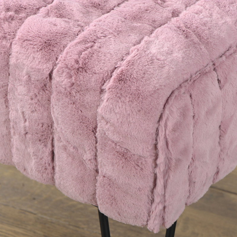 Defranco Upholstered Ottoman, Woodrose Faux Fur