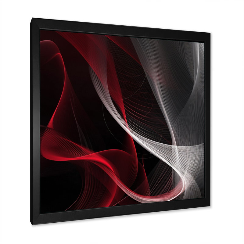 Abstraction contemplative rouge-noire I - impression, Cadre photo noir, H 16 po x l 16 po x P 1 po